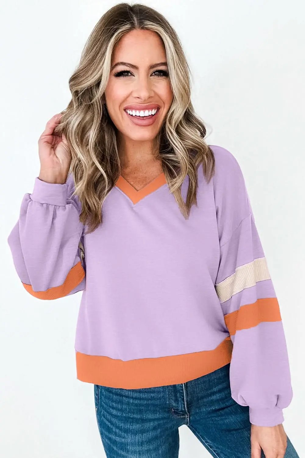 Orchid bouquet v-neck sweatshirt - Love Salve